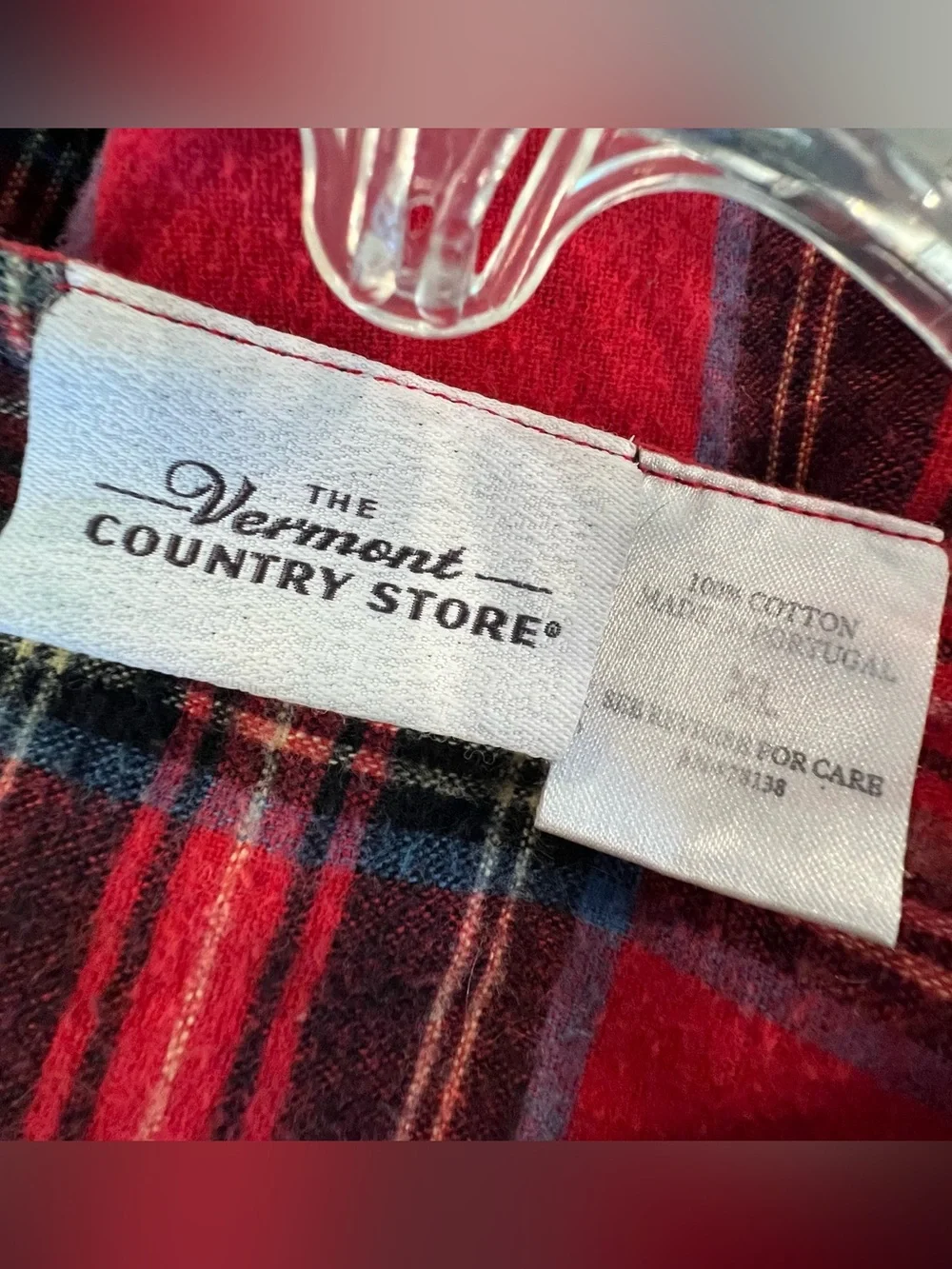 The Vermont Country Store❤️ Red Plaid Flannel Long Nightgown - Picture 2 of 9